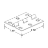Prime-Line Pin Hinge, 2-1/2 in., Square Corners, Steel, Zinc Plated 2 Pack MP11342-2